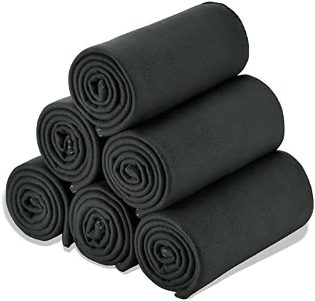 Fleece Throw Blankets Bulk Fleece Blankets Solid Wholesale Lightweight Warm Soft for Pet Bed Sofa Couch Office Wedding Gifts Travel Seasons (Black, Pack of 6-50x60 Inches) by SPEICALGLORY