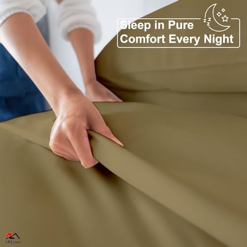 ARlinen RV Bunk Sheet Set, 34x75, 4 Piece Egyptian Cotton, Taupe - Image 4