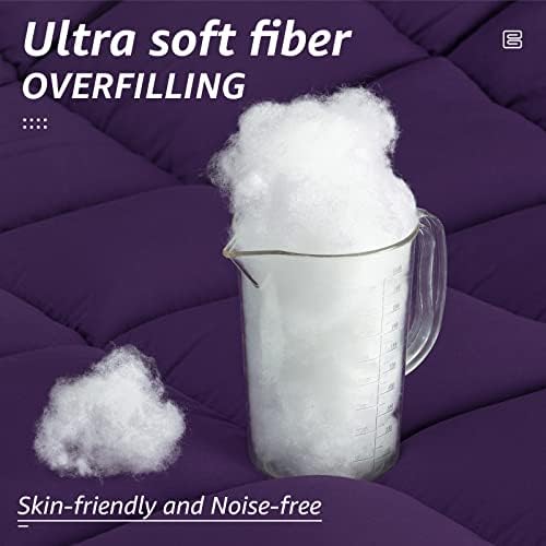 HYLEORY All Season Queen Size Bed Comforter - Cooling Goose Down Alternative Quilted Duvet Insert with Corner Tabs - Winter Warm - Machine Washable - Purple - Image 3