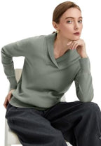 100% Merino Wool Sweater for Women, V Neck Shawl Collar Pullover - Image 4