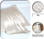 Suatien Mulberry Silk Pillow Cases 2 Pack King Size, Beige - Image 2