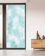 Window Privacy Film Frosted, Teal Blue Botanical Non-Adhesive Static Cling Window Tint, Summer Palm Leaves Foliage Tropical Insulated Windows Frosted Films for Living Room, 35.4 x 78.7 Inches - Image 5