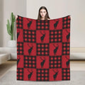 Christmas Deer Red Black Plaid Flannel Fleece Throw Blanket by Unknown