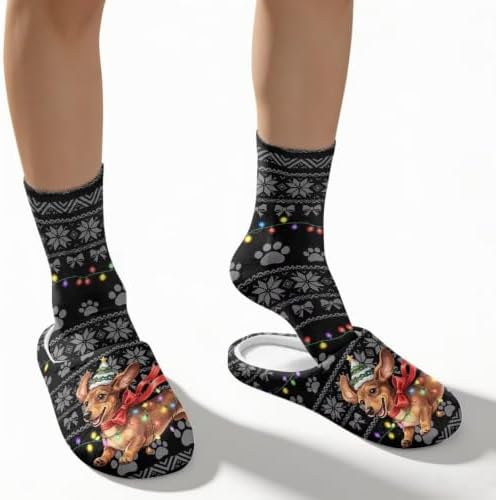 Christmas Slippers for Women Washable House Shoes with Cute Socks - Image 2