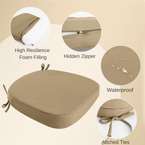 idee-home Outdoor Chair Cushions Set of 2, 17" x 17" D-Shaped - Image 2
