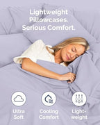 Standard Pillow Cases - 6 Pack Pillowcases, 20" x 26" - Light Lavender - Image 3