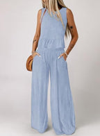 Dokotoo Womens 2 Piece Outfits Tank Tops Elastic Waist Wide Leg Pants Sets - Image 3