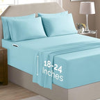 Elegant Comfort Luxury Soft 6-Piece 1500 Premium Hotel Quality Bed Sheet Set with Extra Deep Pockets 18-24 Inch, Wrinkle Free, Storage Pockets, Extra Deep Pocket 6PC Sheets, Queen, Aqua Blue - Image 2