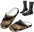 Jeiento Winter Fuzzy Slipper and Crew Socks for Women,Adult Slip-on Close Toe House Slipper,Flat Comfort home Slides by Jeiento