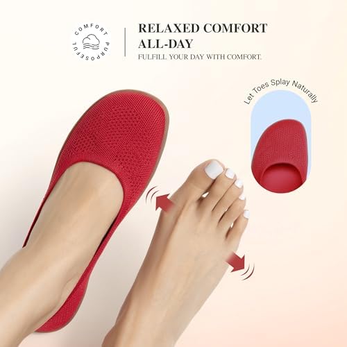 DREAM PAIRS Womens Ballet Wide Toe Arch Support Knit Flats - Image 4