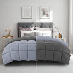 HYLEORY All Season California King Size Bed Comforter - Cooling Down Alternative Comforter Quilted Duvet Insert with Corner Tabs - Winter Warm - Machine Washable - Reversible Dark Grey/Light Grey - Image 2