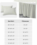 Ruffle Skirt Bedspread for Queen Size Bed Farmhouse Sage Green Stripe 3 Piece Bedding Cover with Pillow Sham,18In Drop Bedskirt Coverlet for Bedroom Dorm Modern Vertical Line - Image 5