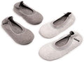 Muk Luks Women's 2 Pair Travel Ballerina Slipper Set, Grey, S (5-6) by MukLuks