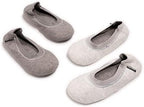 Muk Luks Women's 2 Pair Travel Ballerina Slipper Set, Grey, S (5-6) by MukLuks