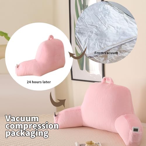 Large Plush Backrest Pillow for Sitting in Bed,Faux Fur,White - Image 4
