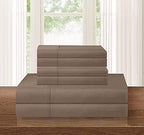 Elegant Comfort Luxurious Soft 1500 Thread Count Egyptian 5-Piece Premium Hotel Quality Wrinkle Resistant Coziest Bedding Set, Easy All Around Elastic Fitted Sheet, Deep Pocket, Split King, Taupe by ELEGANTCOMFORT