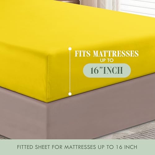 Elegant Comfort Luxury Soft 1500 Premium Hotel Quality Microfiber Wrinkle and Fade Resistant Cozy 6-Piece Bedding Set, Easy All Around Elastic Fitted Sheet, Deep Pocket, Full, Yellow - Image 5