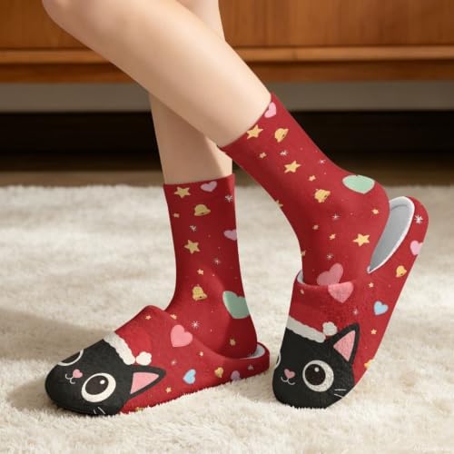 Christmas Fuzzy Slipper with Socks for Women Men Warm House Slipper and Socks Cozy Fuzzy Slippers for Indoor - Image 2
