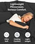 Queen Pillow Cases - 10 Pack Soft Pillowcase Covers - 20" x 30" (Black) - Image 3