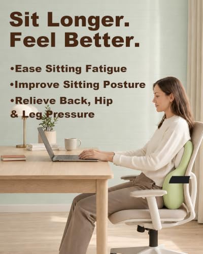 Cute Frog Lumbar Support Pillow for Office Chair, Memory Foam Back Cushion - Image 4