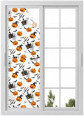 Window Privacy Film Frosted, Orange Pumpkins Halloween Reusable Static Cling Window Tints, Haunted Houses Bats Horror Heat Control Windows Films for Offices, Balcony, 29.5 x 118 Inches by Unknown