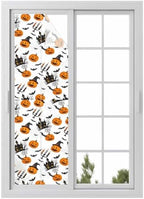 Window Privacy Film Frosted, Orange Pumpkins Halloween Reusable Static Cling Window Tints, Haunted Houses Bats Horror Heat Control Windows Films for Offices, Balcony, 29.5 x 118 Inches by Unknown