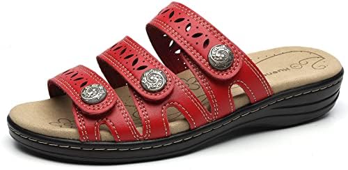 Women's Comfort Leather Slides Lightweight Flat Sandals Cute Slip On Casual Walking Slippers - Image 4