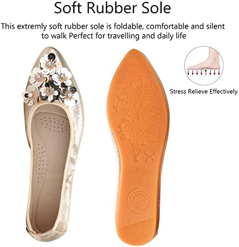KUNWFNIX Women Ballet Flats Rhinestone Wedding Ballerina Shoes Foldable Sparkly Comfort Slip on Flat Shoes - Image 5