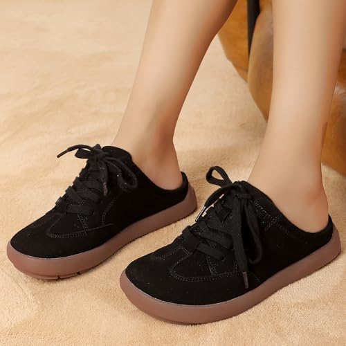 UBFEN Womens 100% Genuine Suede Mules Arch Support Indoor Outdoor Slippers - Image 3