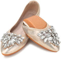 KUNWFNIX Women Ballet Flats Rhinestone Wedding Ballerina Shoes Foldable Sparkly Comfort Slip on Flat Shoes by KUNWFNIX
