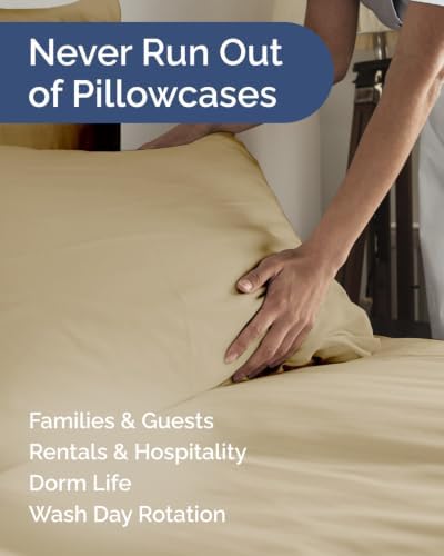 Queen Pillow Cases - 10 Pack Soft Pillowcase Covers - 20" x 30" (Beige) - Image 5