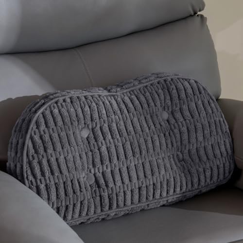 Lumbar Support Pillow for Recliner Chair/Accent Chair/Couch/Office Chair, Tufted Blended Corduroy Back Support Cushion for Elderly, Recliner Cushions for Back Rest, Pain Relief, Reading, Dark Grey by HIGOGOGO
