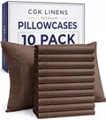 King Pillow Cases - 10 Pack Soft Pillowcase Covers - 20" x 40" (Brown) by CGKUnlimited