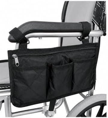 Side Storage Organizer Bag for Quantum_Rehab Edge_3_Stretto 2021-2026, Multi Pocket Armrest Pouch with Zipper Compartment, Universal Carry Organizer for Personal Items by Unknown