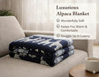 Alpaca Blanket Throw 78x47 in | Ultra Soft, Non-Itchy & Breathable | Premium Alpaca Wool Blanket | Warm, Hypoallergenic Natural Fiber | Handmade Luxury Throw for Sofa, Bed or Travel. Blue Lama - Image 5