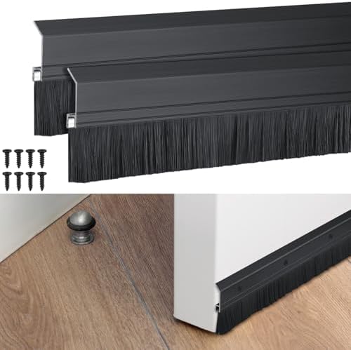 Hushee Brush Door Sweep for Exterior Interior, 36 Inches, Black, 2 Pack by Hushee
