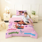 Erosebridal Black Girls Magical Bedding Set Butterflies Inspirational Quotes Toddler Comforter Set African American Comforter Afro Black Princess Girl Duvet Insert for Nursery Kids Pink Room Decor - Image 5