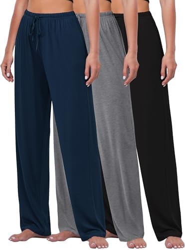 FEQO 3 Pack Women's Lounge Pants Wide Leg Yoga Pants Pajama Bottoms by FEQO