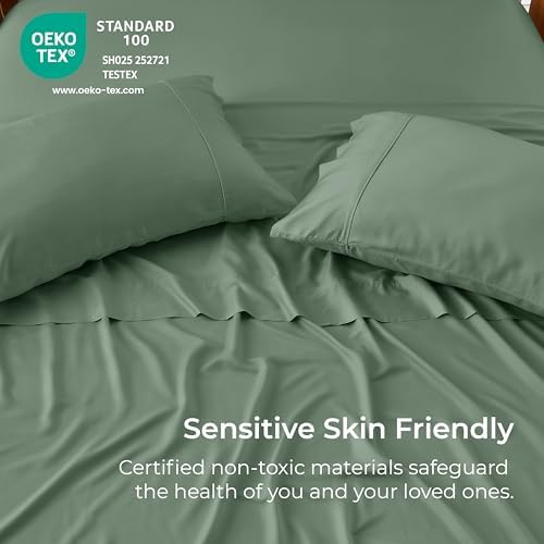 GOKOTTA Pillow Cases Queen Size Set of 2, Cooling Pillowcases for Hot Sleepers, 100% Rayon Derived from Bamboo Envelope Soft Pillowcases (Green) - Image 5