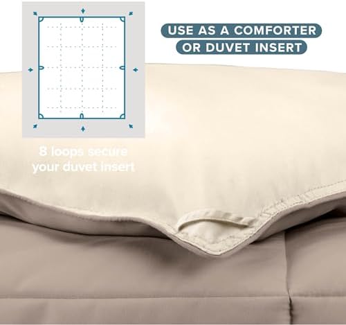 Bare Home Reversible Comforter (King, Taupe/Sand) - Image 6