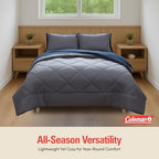 Coleman Twin Comforter Set Reversible Bed-in-a-Bag– Double-Sided Color Options, All-Season Comforter + Shams + Sheets – Perfect for Home, Cabin or Camp Use, Navy/Gray - Image 4