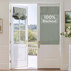 RYB HOME 2 Panels 100% Blackout French Door Curtains Set of 2 - W26 x L40, Sage Green - No Drill Door Window Curtains Thermal Insulated Privacy Assured Shades for Front Entrance by RYBHOME