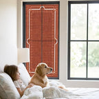 Window Privacy Film Frosted, Brick Red Botanical Static Cling Door Window Covering, Vintage Florals Geometric Minimalist UV Blocking Windows Film for Office, Hotel, Bedroom, 29.5 x 78.7 Inches - Image 2