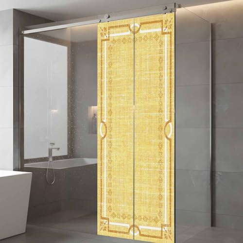 Window Privacy Film Frosted, Lemon Yellow Botanical Static Cling Door Window Covering, Vintage Florals Geometric Minimalist UV Blocking Windows Film for Office, Hotel, Bedroom, 29.5 x 78.7 Inches - Image 5
