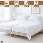 ARlinen 5PC Split King Sheets for Adjustable Bed, 15-Inch Deep, White - Image 2