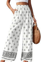 PRETTYGARDEN Womens Pants Elastic Waist Striped Lightweight Palazzo Pant by PRETTYGARDEN