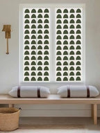 Window Privacy Film Frosted, Forest Green Boho Reusable Static Cling Window Tints, Middle Century Geometric Abstract Art Heat Control Windows Films for Offices, Balcony, 29.5 x 118 Inches - Image 5