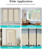 Window Privacy Film Frosted, Beige Brown Plaid Reusable Static Cling Window Tints, Vintage Farmhouse Checkered Rustic Heat Control Windows Films for Offices, Balcony, 29.5 x 118 Inches - Image 7