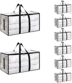 Moving Bags Extra Large 8 Pack - Heavy Duty Storage Totes with Wrap-Around Handles & Reinforced Zippers - Foldable Moving Box Alternative, Water-Resistant for Dorm, Closet & Under Bed Storage (Clear) by Unknown