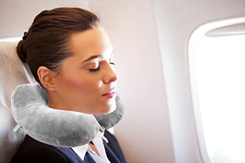 Inflatable Travel Neck Pillow: Extra-Soft, Cushion. for Airplanes, Trains, Cars, Portable Travel Accessory-with Carrying Pouch for Cell Phone and Passport Etc. (Grey 2 Pack) - Image 4